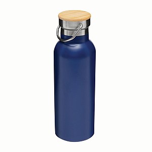 Dvouvrstvá nerezová láhev na pití, 500ml, námořní modrá - reklamní předměty