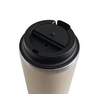 Dvouvrstvý termohrnek s víčkem, 350ml, uvnitř nerezový, zvenku plastový, béžová