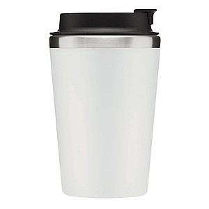 Dvouvrstvý termohrnek s víčkem, 350ml, uvnitř nerezový, zvenku plastový, bílý