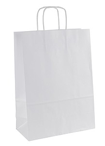 ERNA 24 Papírová taška 24 × 11 × 33 cm, kroucená držadla, bílá - taška s vlastním potiskem