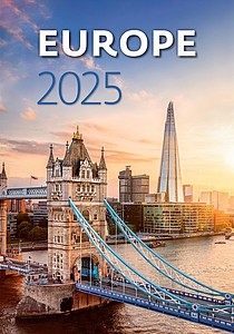 Europe 2025, nástěnný kalendář, prodloužená záda
