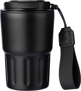 EVREN Nerezový dvoustěnný hrnek, 320 ml, černá - reklamní hrnky
