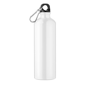 FAMBA Hliníková jednostěnná láhev s karabinou, 750ml, bílá - reklamní předměty