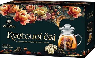 FLOWERPOT Dárková sada konvičky a kvetoucího čaje s příchutí broskve a višně, 4 ks - reklamní předměty
