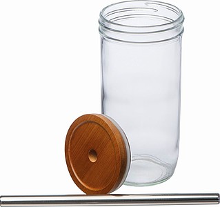 FROSON Velká sklenice na pití s víčkem a brčkem, objem 650 ml