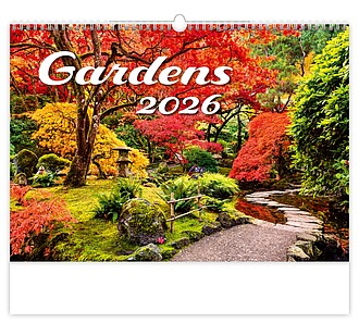 Gardens 2026, nástěnný kalendář, prodloužená záda - reklamní kalendáře