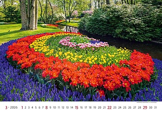 Gardens 2026, nástěnný kalendář, prodloužená záda