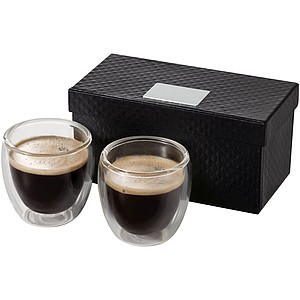 HEMERA Sada 2 skleněných dvoustěnných hrnků na espresso - reklamní hrnky