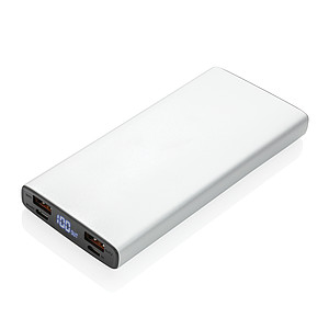 Hliníková 18W PD powerbanka 10 000 mAh, stříbrná - reklamní předměty