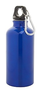 Hliníková láhev na pití, 400ml, s karabinou, královská modrá - reklamní předměty