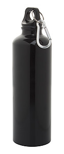 Hliníková láhev na pití, 750ml, s karabinkou, černá