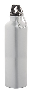 Hliníková láhev na pití, 750ml, s karabinkou, stříbrná - reklamní předměty