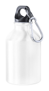 Hliníková láhev na pití s karabinou, 300ml, bílá - reklamní předměty