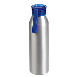 Hliníková láhev na vodu s barevným vrškem, objem 650 ml, tmavě modrá - reklamní předměty