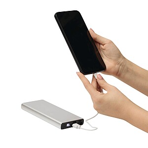 Hliníková powerbanka 10 000 mAh, stříbrná
