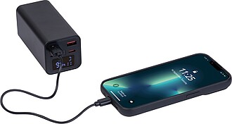 Hliníková powerbanka 20000 mAh, černá