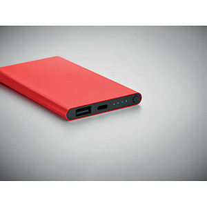 Hliníková powerbanka 4000mAh, červená