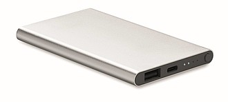 Hliníková powerbanka 4000mAh, stříbrná - reklamní předměty