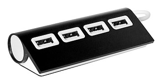 Hliníkový USB hub, černý - reklamní předměty