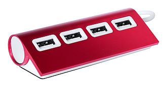 Hliníkový USB hub, červený