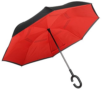 Holový deštník, automatický s opačným otvíráním, černo červený