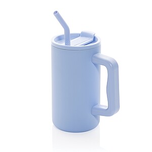 Hrnek s brčkem 800 ml z recyklované oceli s certifikací RCS, světle modrá