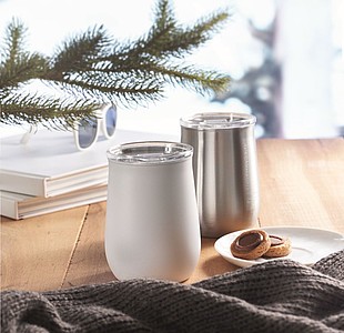 Hrnek z recyklované nerezové oceli s víčkem, 500ml, bílý