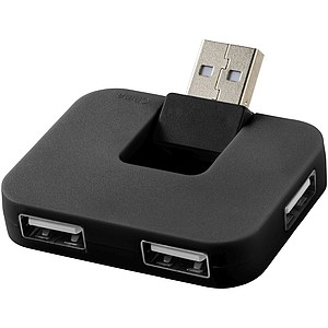 HUBBA USB hub se 4 porty a sklopným USB vstupem, černá