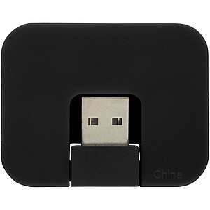 HUBBA USB hub se 4 porty a sklopným USB vstupem, černá