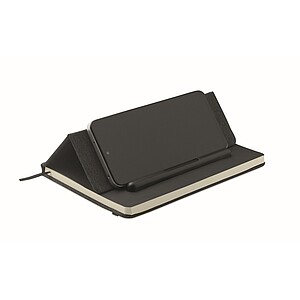 ILEMO Zápisník A5 se stojánkem na telefon s RPET deskami , černá