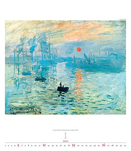Impressionism 2026, nástěnný kalendář, prodloužená záda