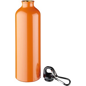 Jednoplášťová láhev s karabinou, objem 770 ml, světle oranžová