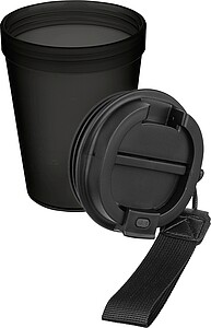 Jednostěnný termohrnek se šňůrkou na zápěstí 350 ml, černá