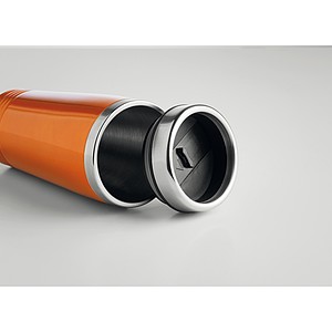 KAKADU Dvoustěnný termohrnek nerezový s plastovým víčkem, objem 400 ml, oranžová
