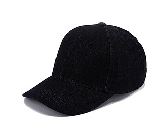 KALEA Šestipanelová čepice s vyztuženým čelem v džínovém designu, černá - reklamní kšiltovky