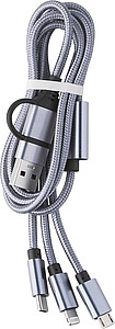KALIBO Nabíjecí USB kabel se 3 koncovkami, stříbrná - reklamní předměty