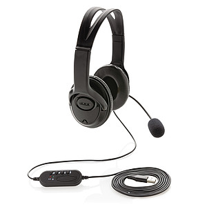 Kancelářský headset s mikrofonem, černá