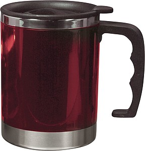 KANTON Termohrnek nerezový, 400 ml, červený - reklamní předměty