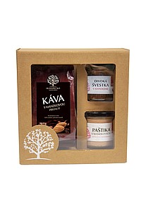 KAPAŠ dárková sada kávy, paštiky s mandlovkou a divoké švestky s mandlemi