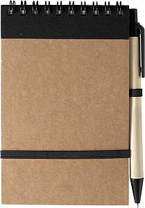 KARIOL Linkovaný poznámkový blok s kuličkovým perem a gumičkou, 70 stran, černá