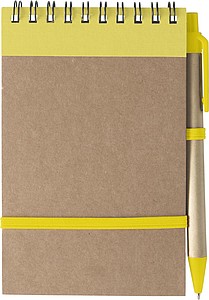 KARIOL Linkovaný poznámkový blok s kuličkovým perem a gumičkou, 70 stran, žlutá