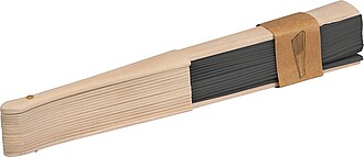 KARTET Skládací vějíř, kombinace dřeva a papíru, černá