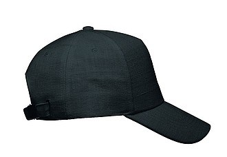 KENDIR Pětipanelová baseballová kšiltovka z konopné látky, černá