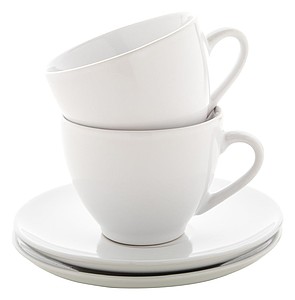 Keramická sada 2 ks šálků s podšálkem na cappucino, 150ml - reklamní hrnky