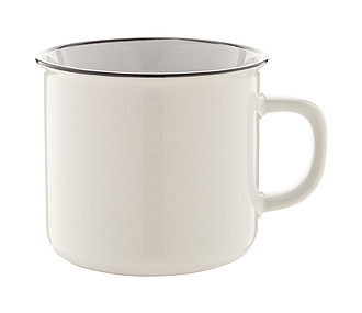 Keramický hrnek, 300ml, s černým okrajem, bílý