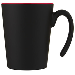 Keramický hrnek, 360ml, z venku černý, uvnitř červený