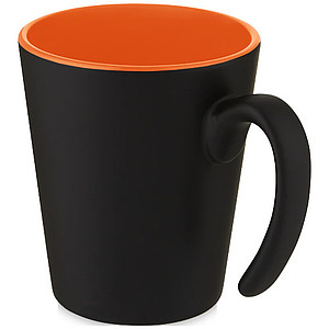 Keramický hrnek, 360ml, z venku černý, uvnitř oranžový - reklamní hrnky