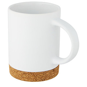Keramický hrnek, 425ml, s korkovou spodní částí, bílý