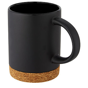 Keramický hrnek, 425ml, s korkovou spodní částí, černý