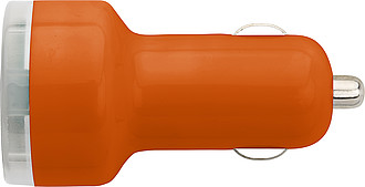 KEVAN Adaptér do autonabíječky se 2 USB porty, oranžový - reklamní předměty